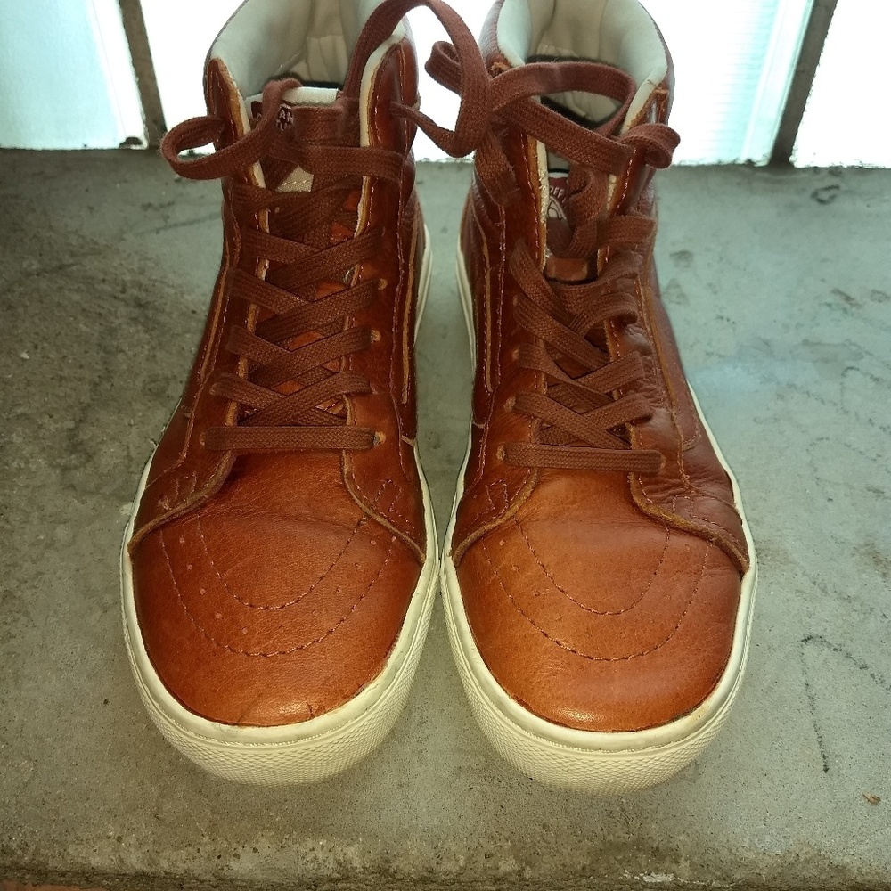 Vans tan leather high tops